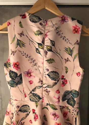 Pembe Midi Çiçek Desenli Elbise - Görsel 5