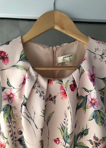 Pembe Midi Çiçek Desenli Elbise - Görsel 4