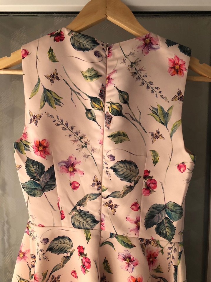 Pembe Midi Çiçek Desenli Elbise - Görsel 5