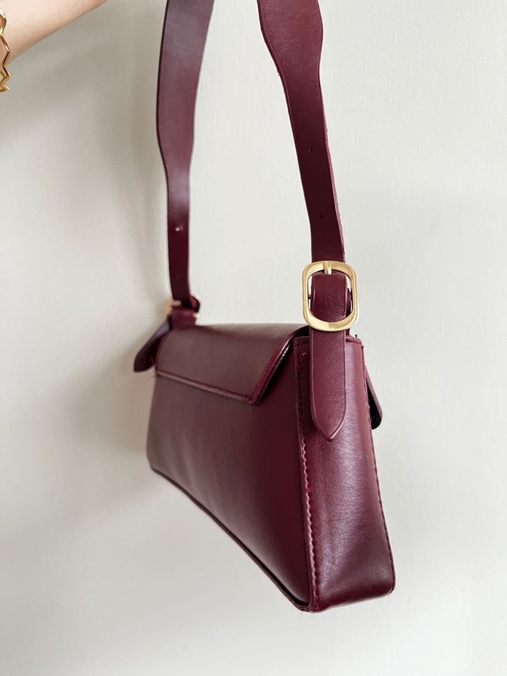Bordo Deri Kadın Çanta - Görsel 2