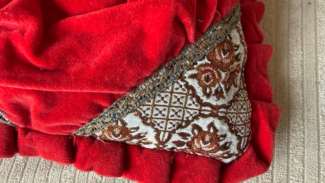 Vintage Kadife Goblen Kumaş Kırlent - Görsel 3