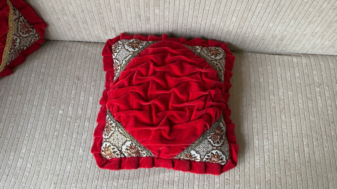 Vintage Kadife Goblen Kumaş Kırlent - Görsel 2