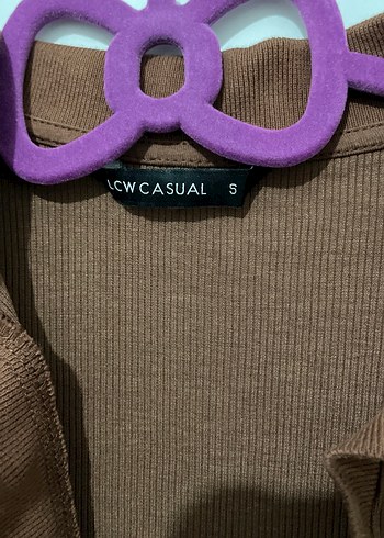 V Yaka Uzun Kollu Kahverengi Midi Elbise - Görsel 2