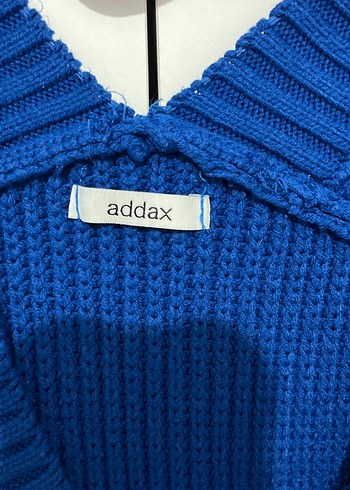 Kadın Mavi V Yaka Örgü Süveter - Görsel 2