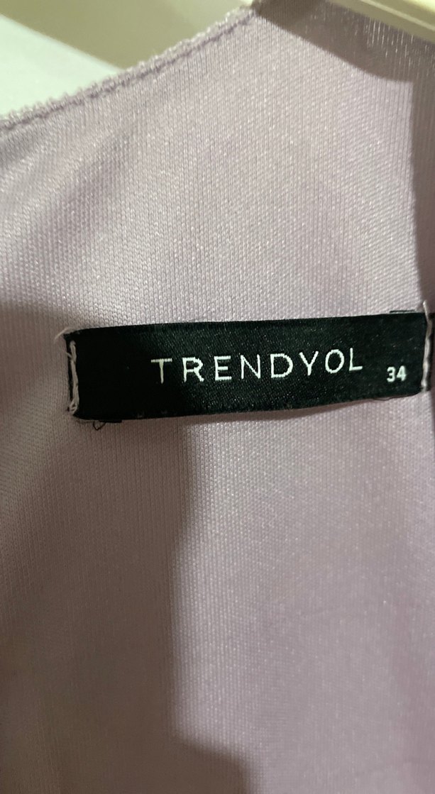 Mor İşlemeli Uzun Drapeli Abiye Elbise - Görsel 3