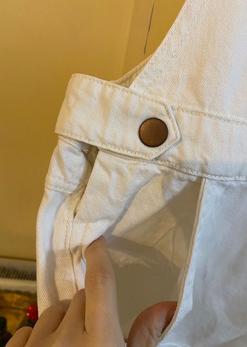 H&M beyaz kısa kot tulum - Görsel 4