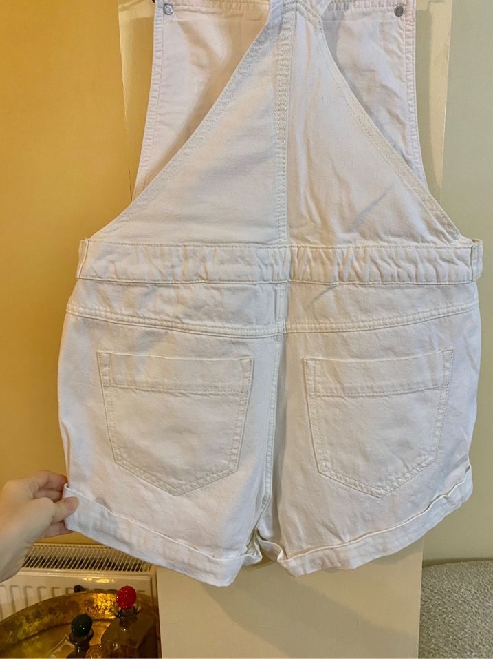 H&M beyaz kısa kot tulum - Görsel 3