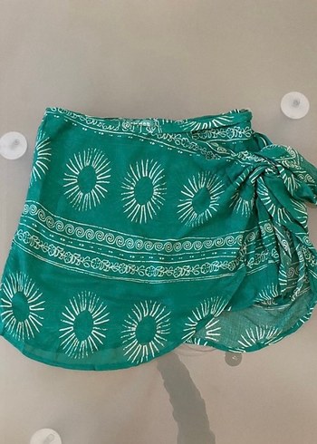 Turkuaz Renkli Bağlamalı Bohem Pareo - Görsel 2