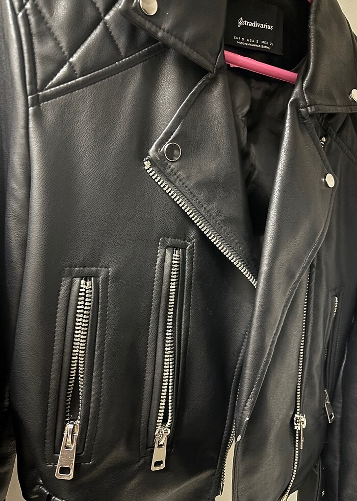 Stradivarüs deri ceket - Görsel 2