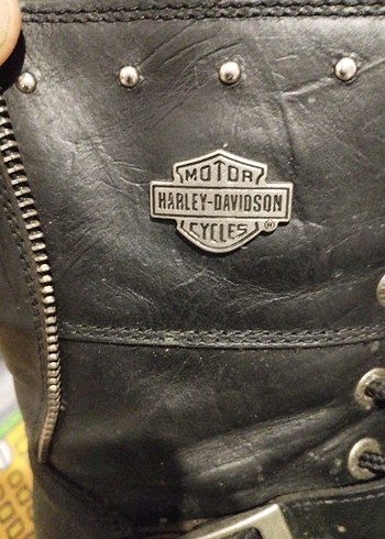 Harley Davidson Siyah Deri Biker Cizme