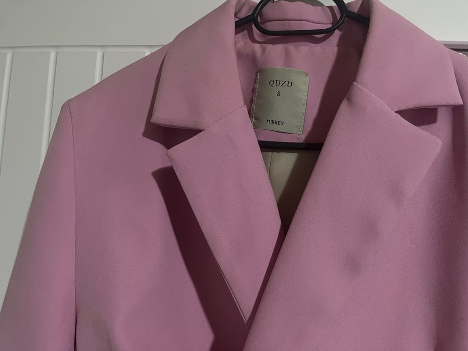 Pembe Crop Kadın Blazer Ceket - Görsel 3