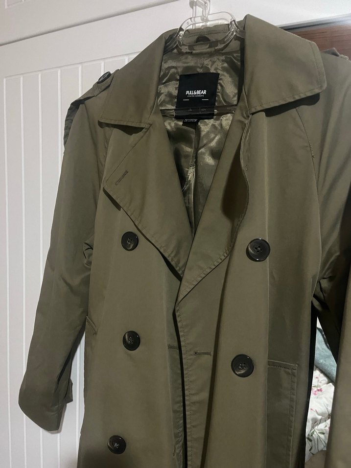 Haki Kadın Kemerli Trençkot - Görsel 3