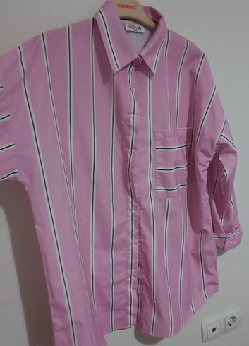 Pembe oversize gömlek 