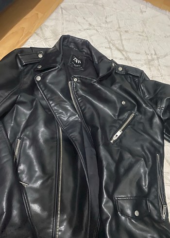 Zara Siyah Deri Biker Ceket - Görsel 3