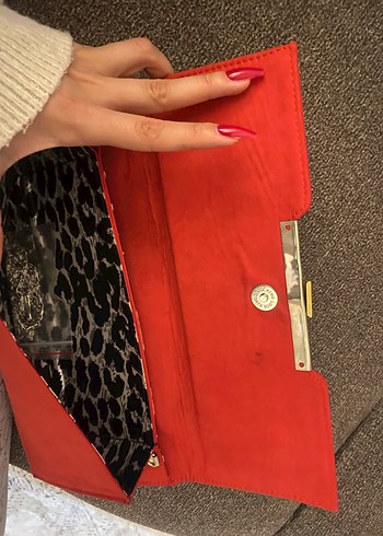 Kırmızı Süet Kadın Portföy Çanta - Görsel 2
