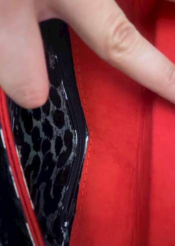 Kırmızı Süet Kadın Portföy Çanta - Görsel 4