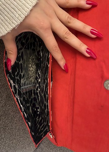 Kırmızı Süet Kadın Portföy Çanta - Görsel 3