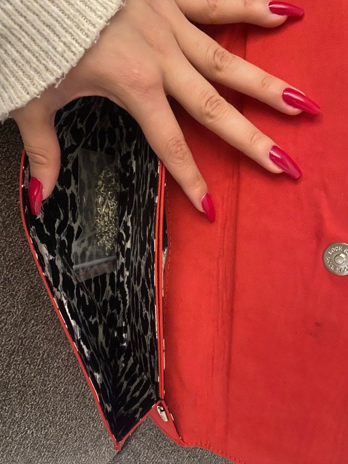 Kırmızı Süet Kadın Portföy Çanta - Görsel 3