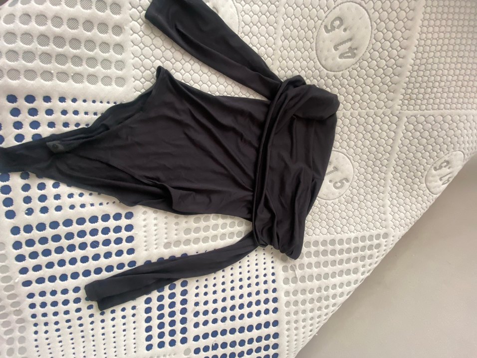 Drapeli Siyah, Uzun Kollu, Balıkçı Yaka - Görsel 2