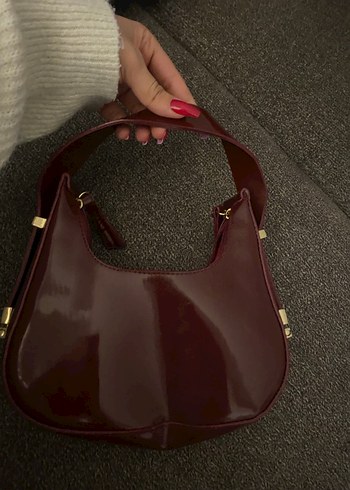 Klasik Bordo Deri Kadın Omuz Çantası - Görsel 4