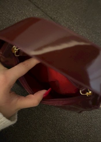 Klasik Bordo Deri Kadın Omuz Çantası - Görsel 3