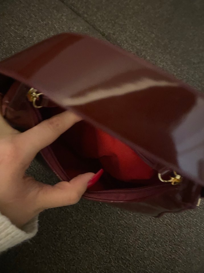 Klasik Bordo Deri Kadın Omuz Çantası - Görsel 3