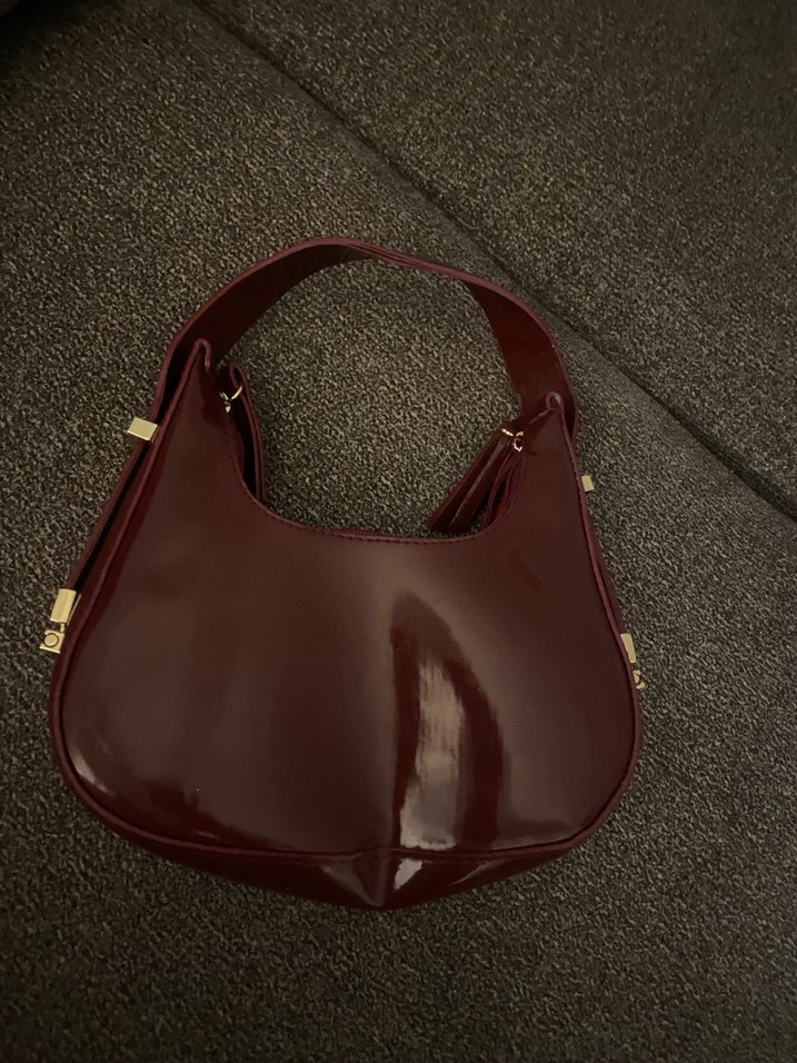 Klasik Bordo Deri Kadın Omuz Çantası - Görsel 2