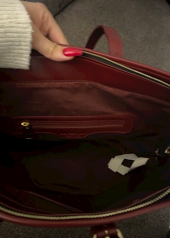 Klasik Bordo Deri Kadın Çanta - Görsel 4