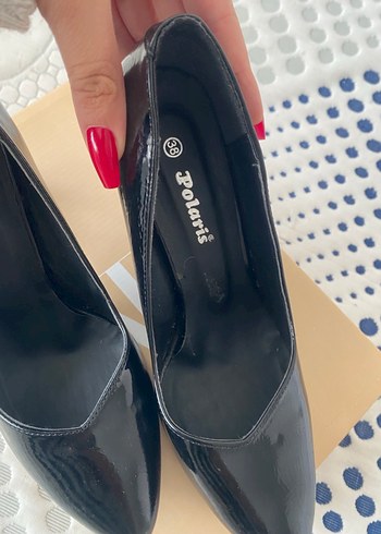 Parlak Siyah Yılan Desenli Stiletto Topuklu - Görsel 2