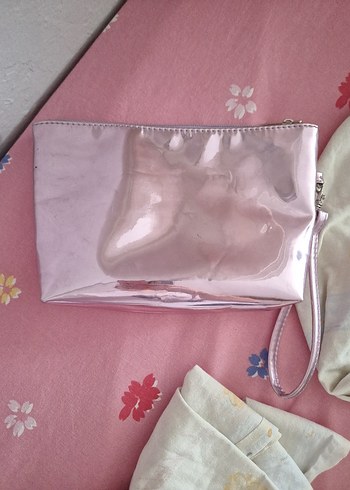 Pembe Pastel Fermuarlı Makyaj Çantası