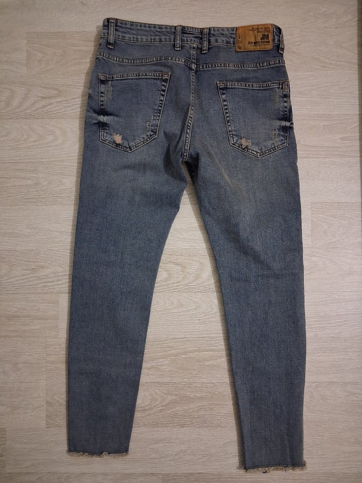 Fermuarlı Erkek Mavi Denim Pantolon - Görsel 2