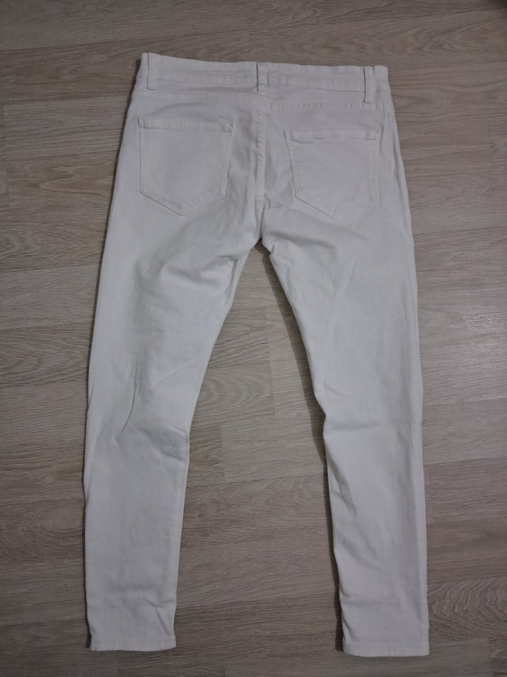 Zara Beyaz Slim fit Erkek kot pantolon - Görsel 2