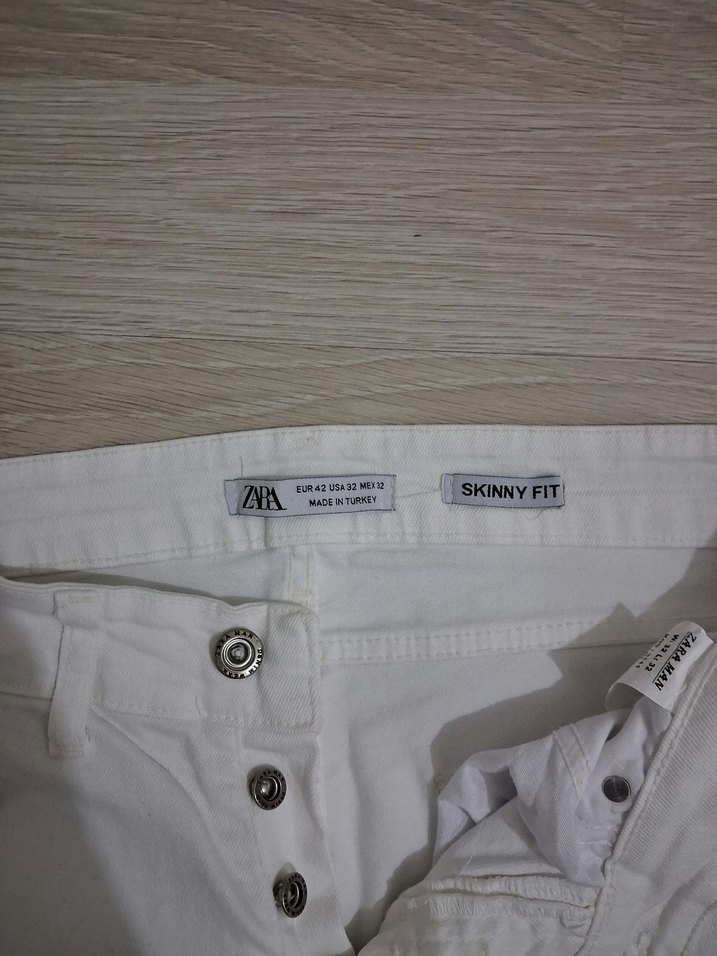 Zara Beyaz Slim fit Erkek kot pantolon - Görsel 3