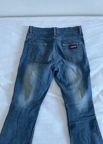 Gri Mavi ispanyol paça Kot Pantolon - Görsel 2