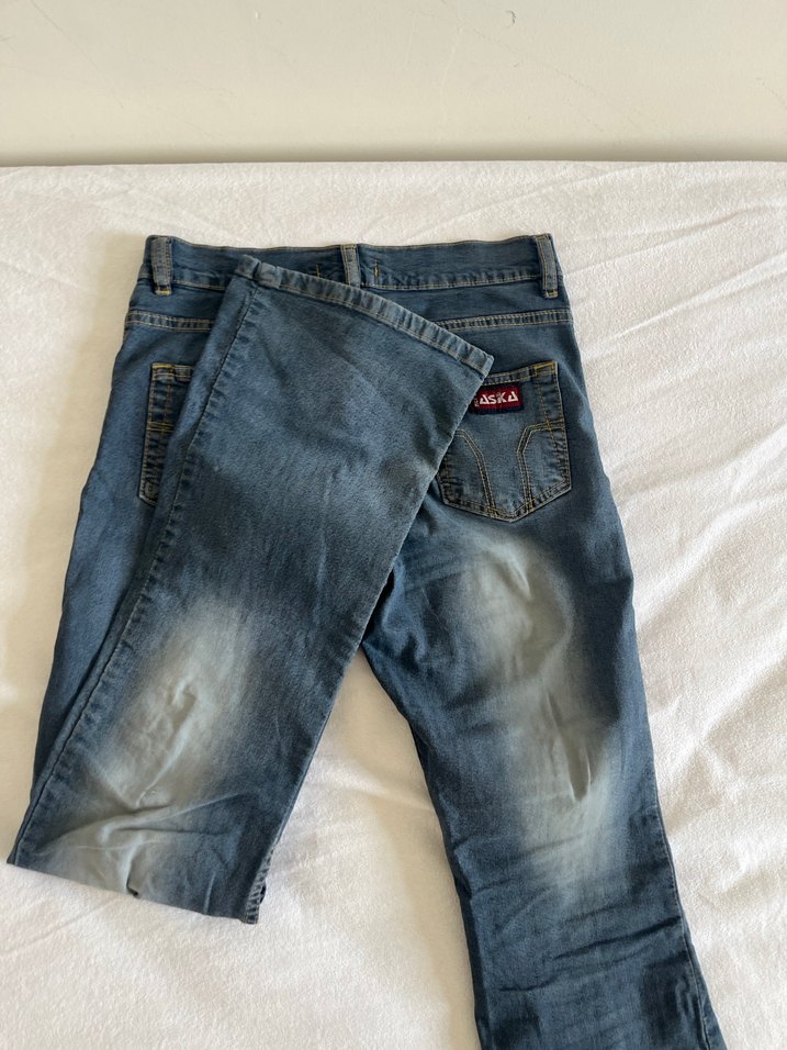 Gri Mavi ispanyol paça Kot Pantolon - Görsel 3