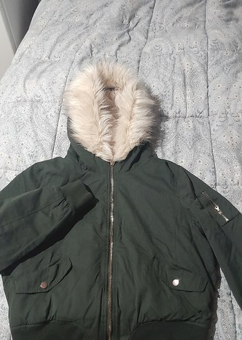 Tally Weijl  koyu yeşil reki Kapüşonlu Kadın mont - Görsel 4