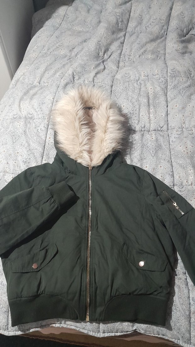 Tally Weijl  koyu yeşil reki Kapüşonlu Kadın mont - Görsel 4