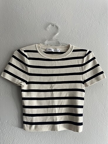 Zara Çizgili Triko Crop