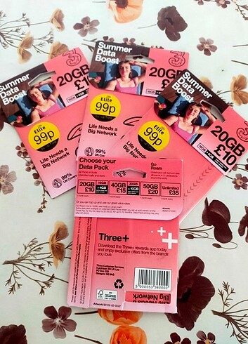 1 adet UK kart (three)