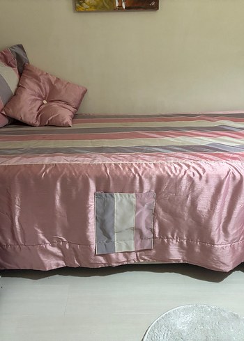 Pembe Çizgili Pastel Yatak Örtüsü home art - Görsel 3