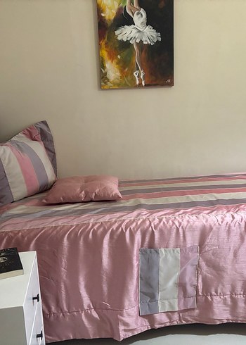 Pembe Çizgili Pastel Yatak Örtüsü home art - Görsel 5