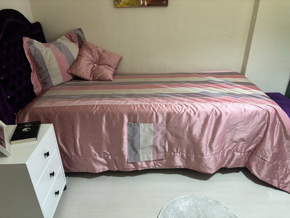 Pembe Çizgili Pastel Yatak Örtüsü home art - Görsel 3