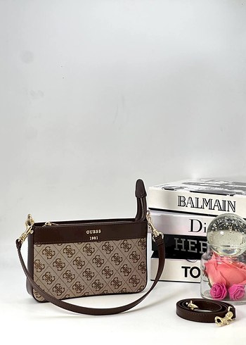 Kahverengi Deri Baskılı Askılı Çanta - Görsel 2