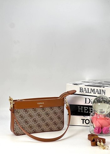 Kahverengi Deri Baskılı Askılı Çanta - Görsel 4