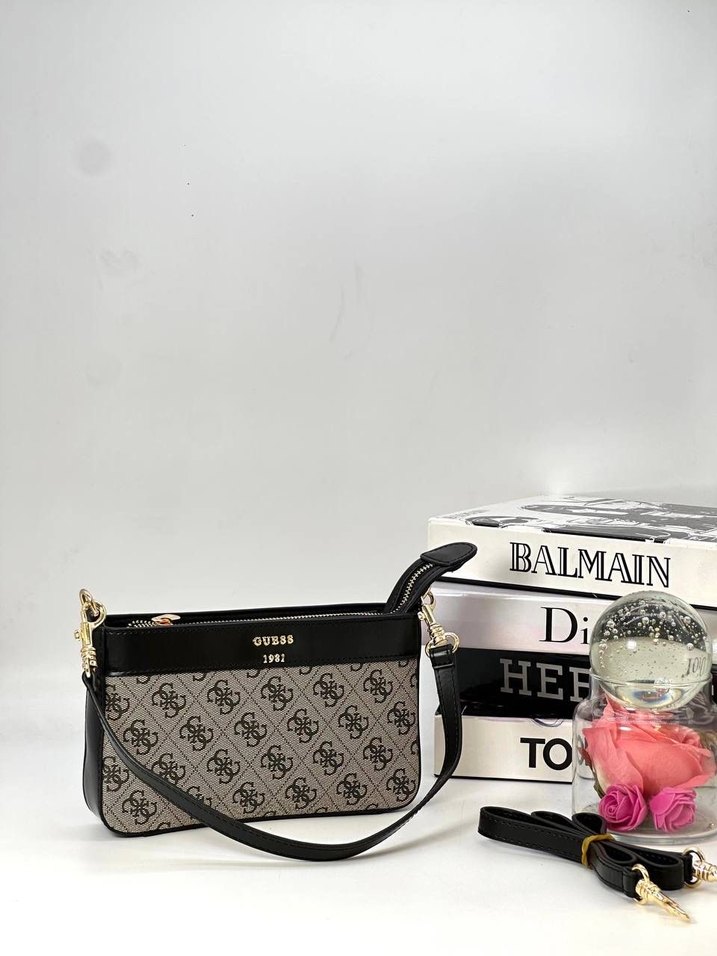 Kahverengi Deri Baskılı Askılı Çanta - Görsel 5