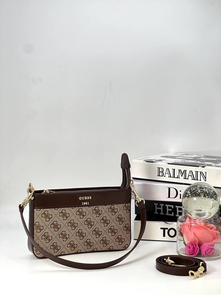 Kahverengi Deri Baskılı Askılı Çanta - Görsel 2