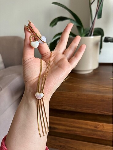 Çelik kolye küpe set