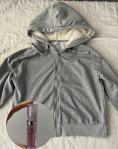 Gloss hediyeli peluşlu crop hırka