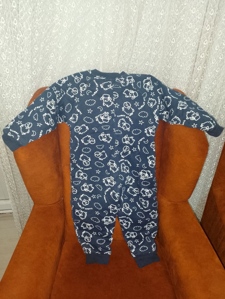 Mavi Uzun Kollu Triko Bebek Tulum - Görsel 3