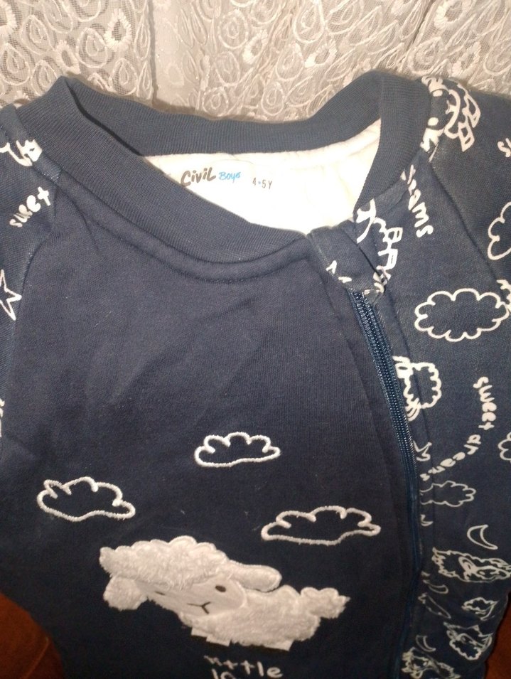 Mavi Uzun Kollu Triko Bebek Tulum - Görsel 4